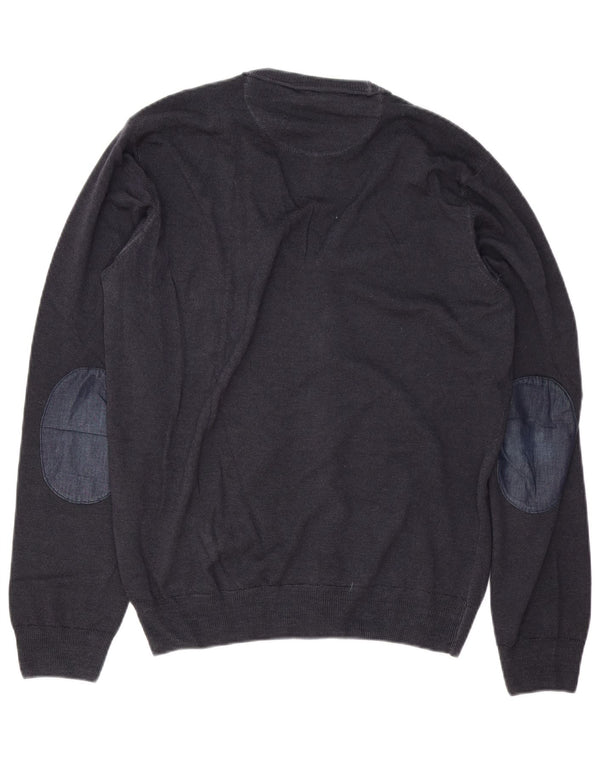 Мужской свитер-кардиган Trussardi Jeans среднего размера, темно-синий, шерсть