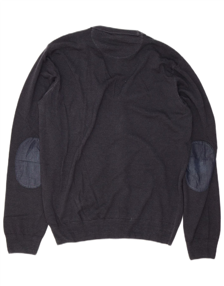 Мужской свитер-кардиган Trussardi Jeans среднего размера, темно-синий, шерсть