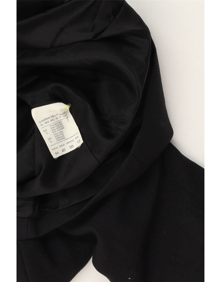 Винтажный женский пиджак на 2 пуговицах, Великобритания 12, средний черный полиэстер