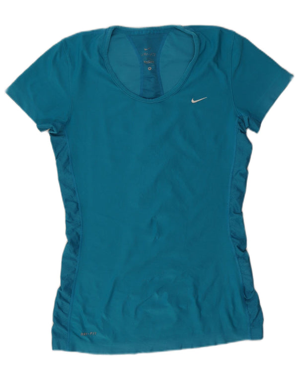 Женская футболка Nike Dri Fit Top UK 10, маленький синий полиэстер