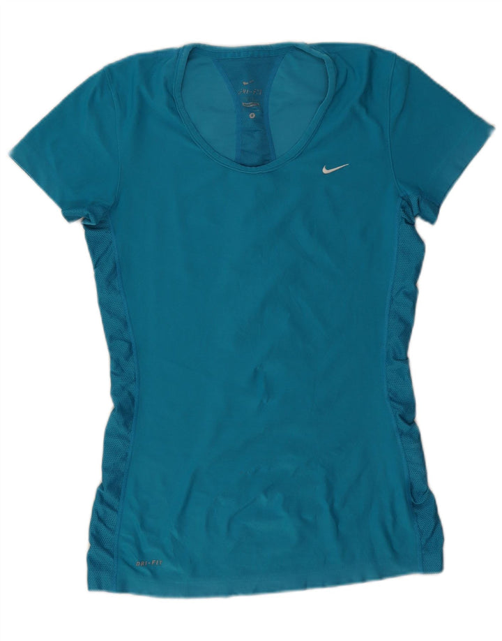 Женская футболка Nike Dri Fit Top UK 10, маленький синий полиэстер