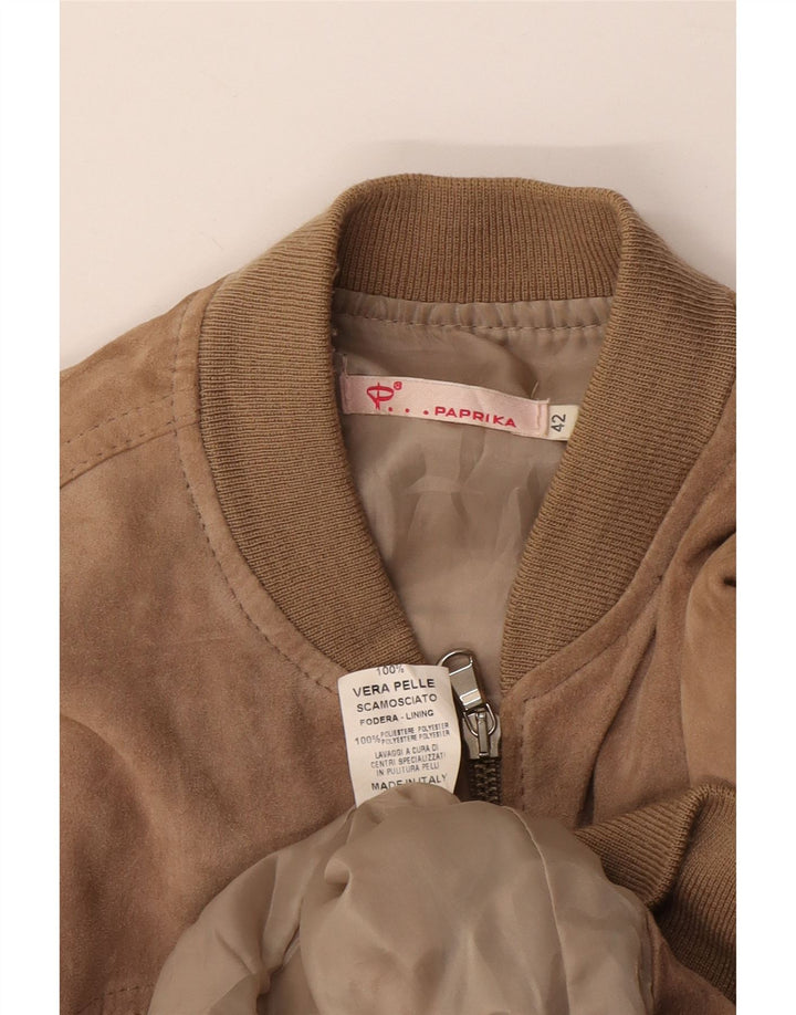 Винтажный женский замшевый бомбер IT 42 Medium Beige Leather