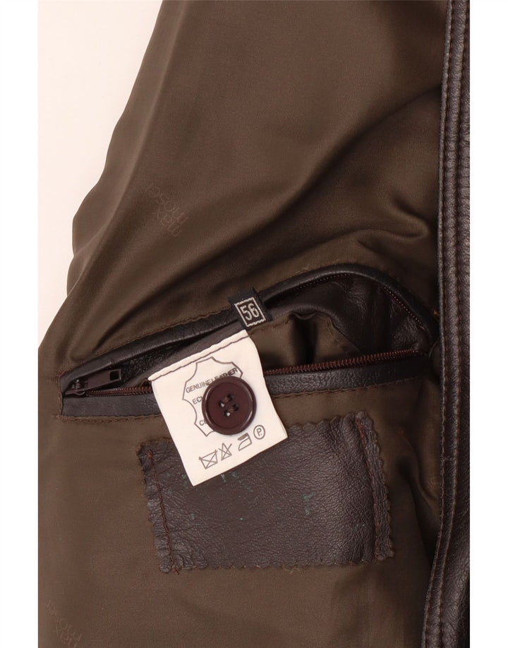 MAX MOSER Мужское кожаное пальто IT 56 3XL Коричневое кожаное