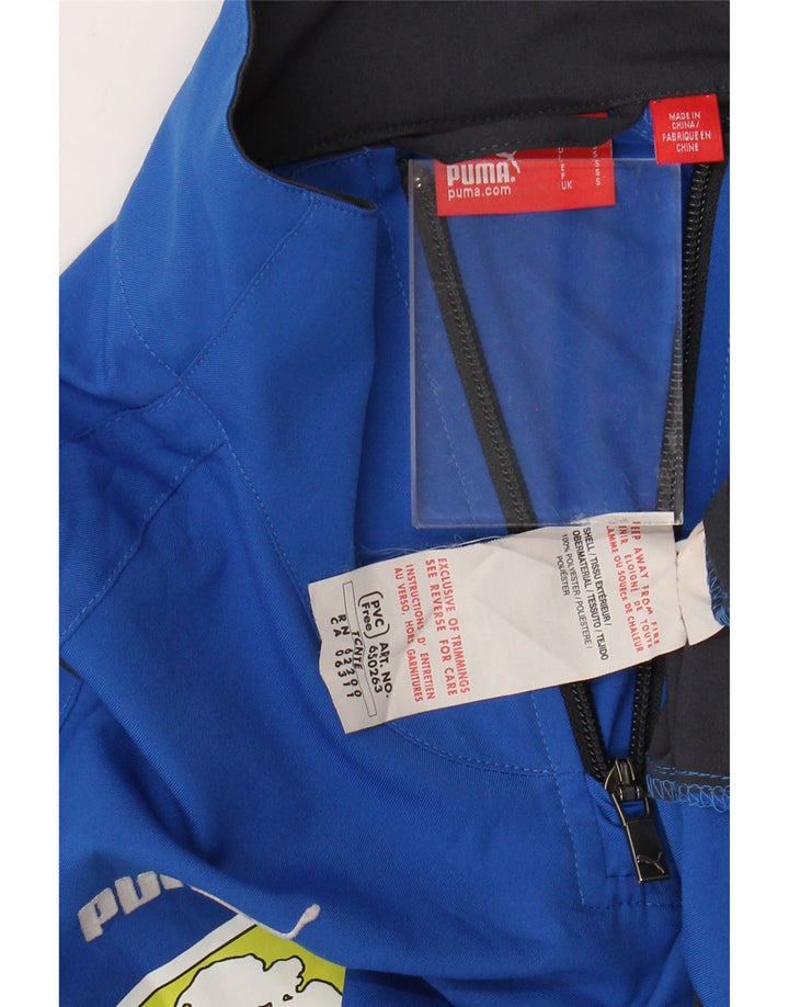 Мужской пуловер на молнии с рисунком PUMA, спортивный костюм, маленький синий, с цветными блоками