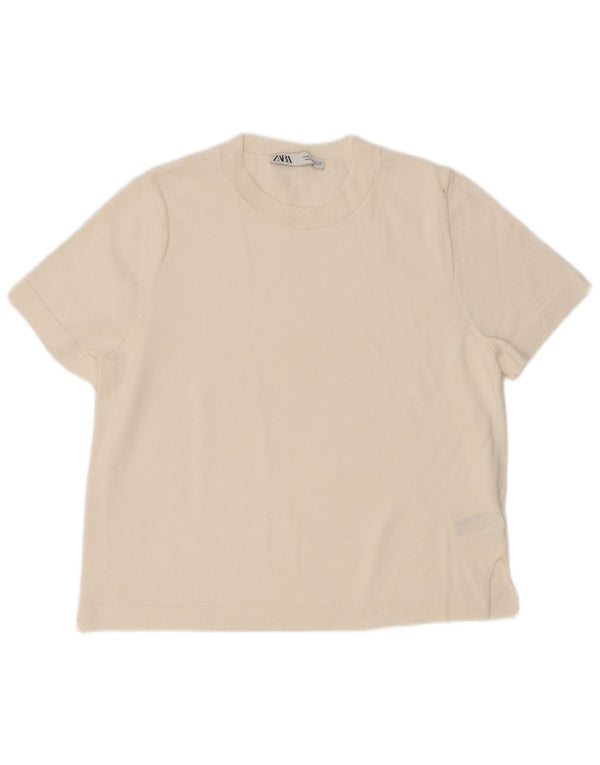 Женская футболка Zara Top UK 14 Medium White Viscose