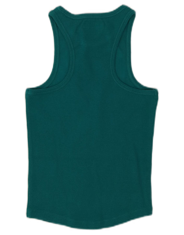 Superdry Womens Graphic Vest Top UK 8 Small Green Cotton