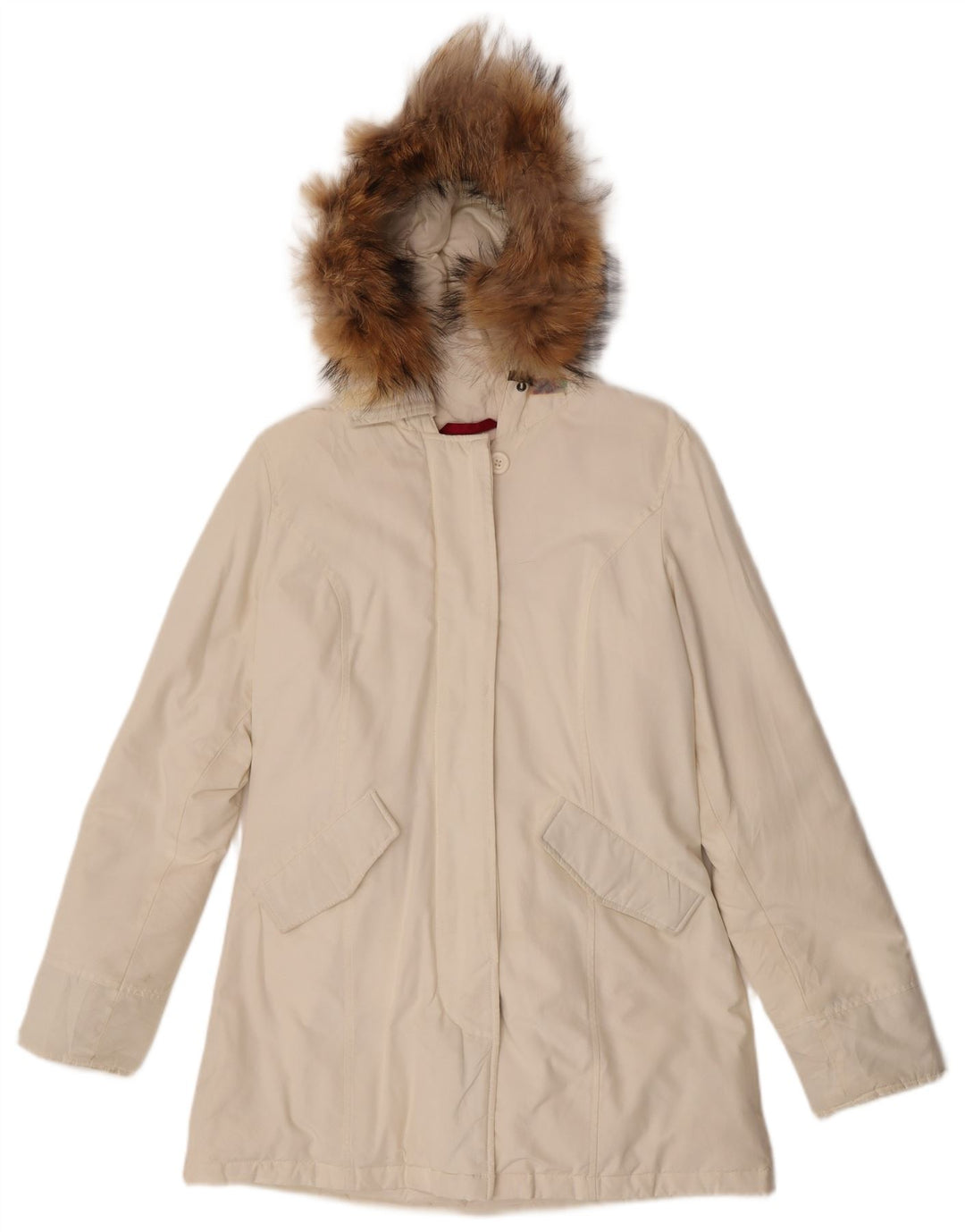 Канадское женское пуховое пальто с капюшоном IT 44 Medium Off White Cotton