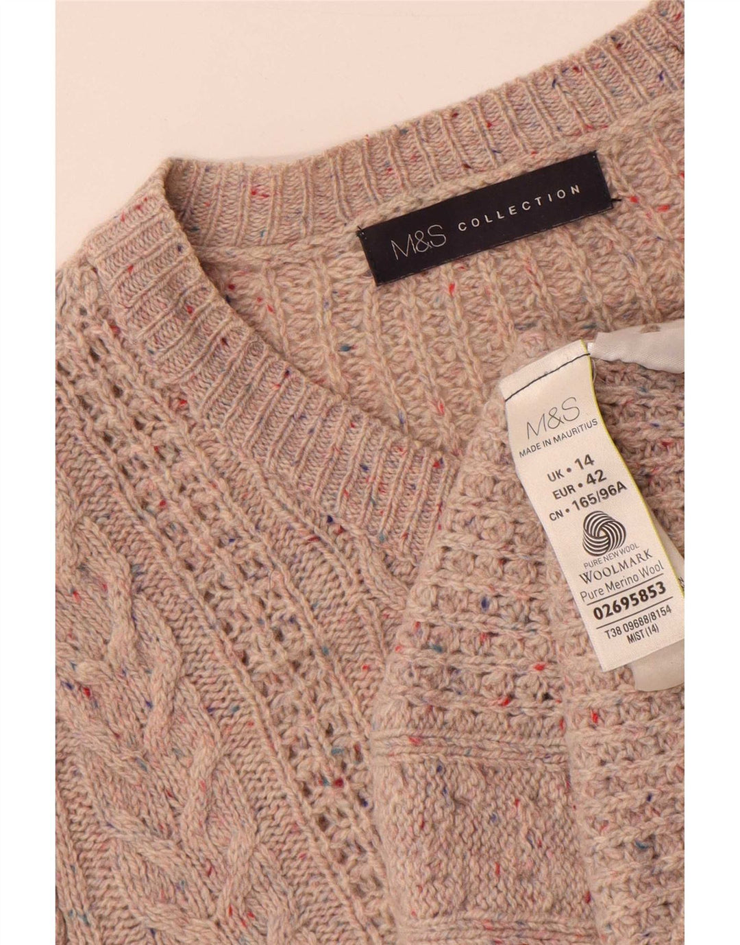Женский кардиган Marks & Spencer UK 14, большой серый шерстяной с крапинками