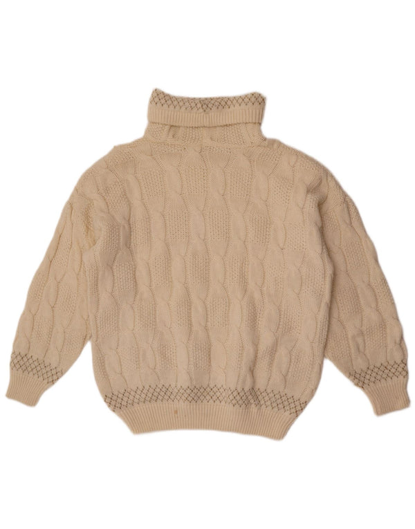 Винтажный женский джемпер с высоким воротником, Великобритания, 20, 2XL, Off White
