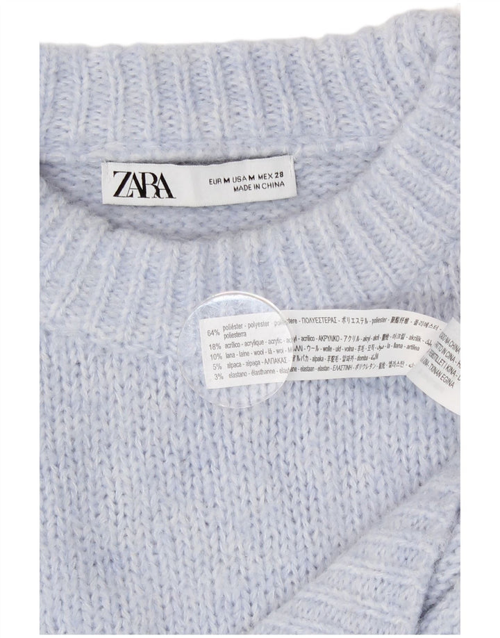 Женский свободный джемпер с круглым вырезом Zara UK 14, средний синий полиэстер