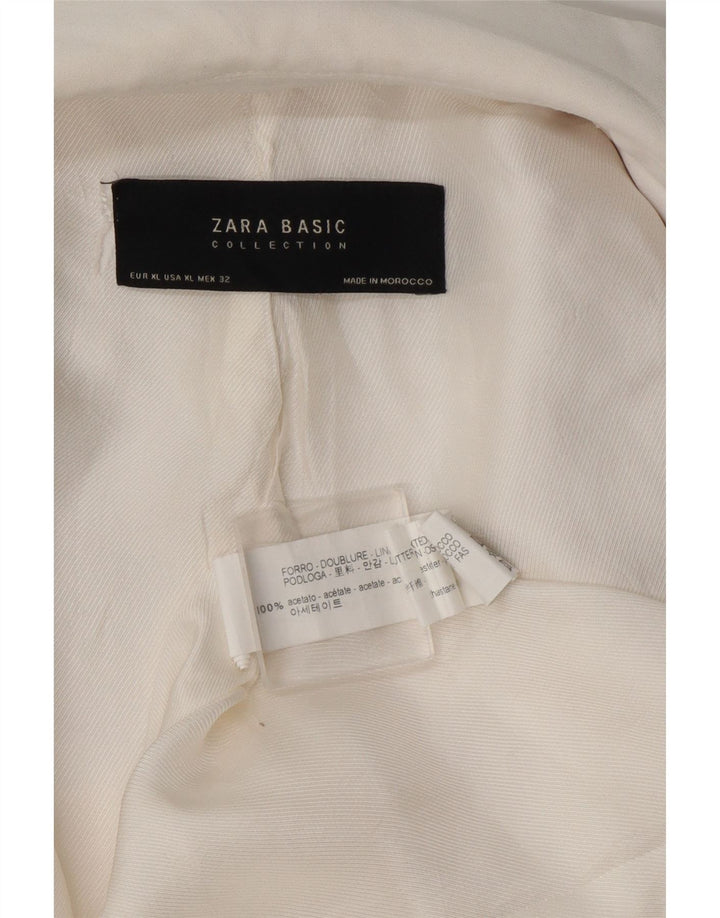 Женский открытый пиджак Zara с рукавами 3/4, Великобритания 18 XL, белый ацетат