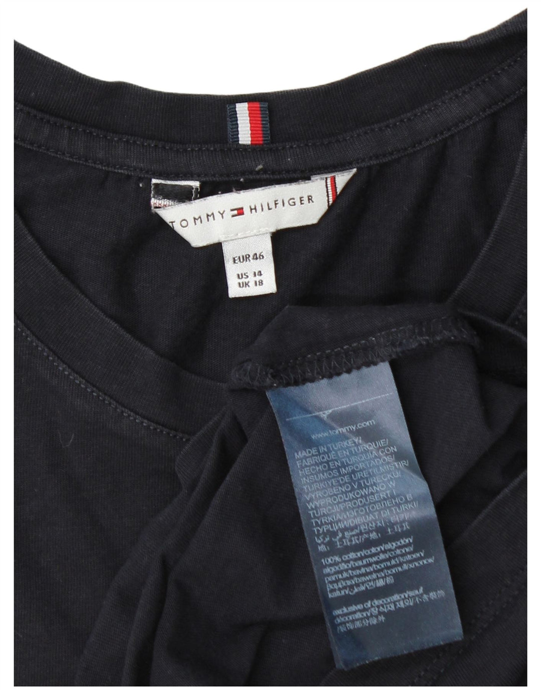 TOMMY HILFIGER Женская футболка с рисунком Top UK 18 XL Темно-синий хлопок