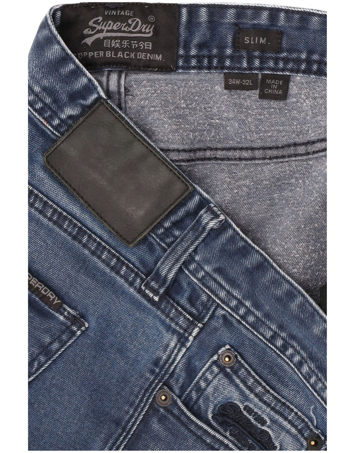 Мужские узкие джинсы Superdry W34 L32, темно-синий, хлопок