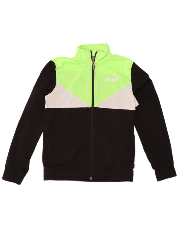 Спортивный костюм PUMA для мальчиков, верхняя куртка 13-14 лет, черный с цветными блоками