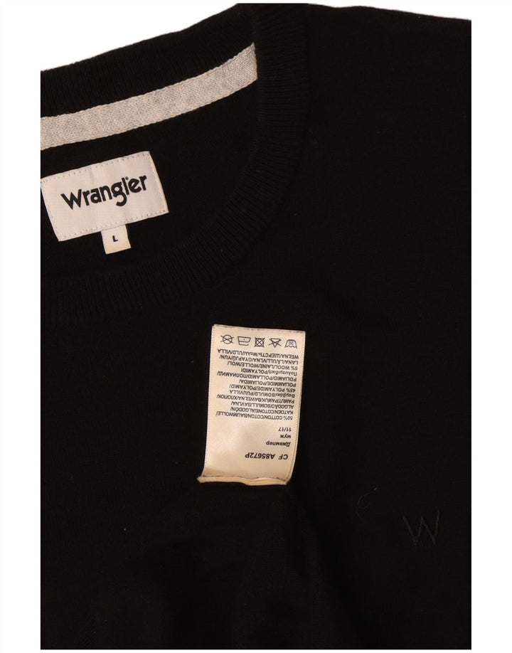 Мужской джемпер с круглым вырезом Wrangler, большой черный хлопковый свитер