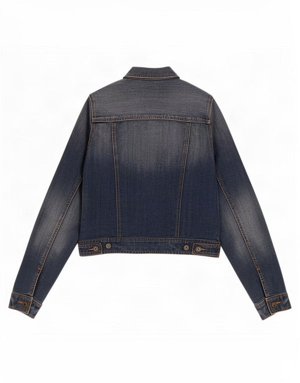 Gap Womens Crop Denim Jacket UK 14 Medium Blue Cotton