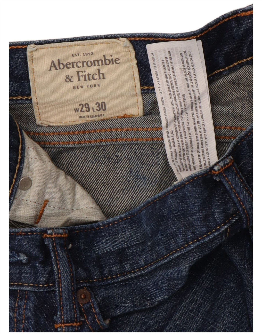 Мужские прямые джинсы ABERCROMBIE & FITCH W29 L30, синий хлопок