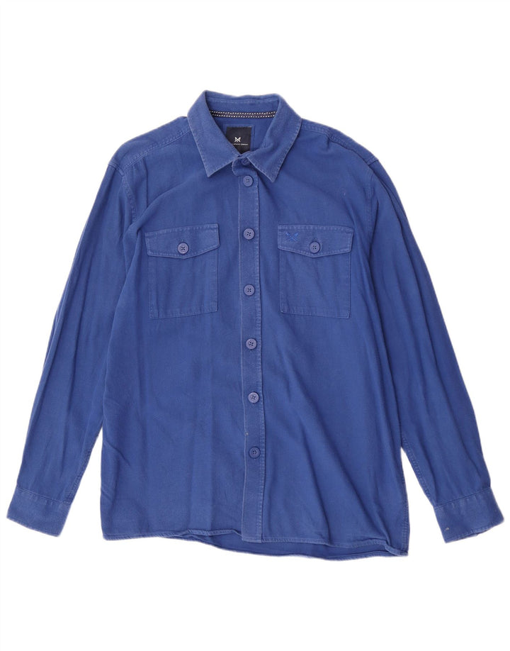 Мужская рубашка Crew Clothing, большая синяя хлопковая ткань