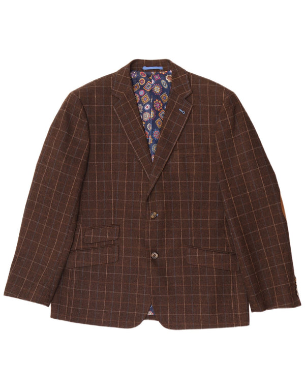 Мужской пиджак Harvey & Jones стандартного кроя UK 46 3XL коричневый в клетку