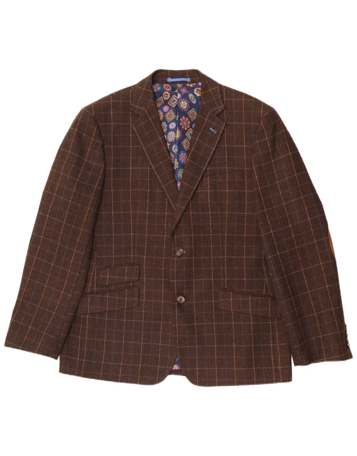 Мужской пиджак Harvey & Jones стандартного кроя UK 46 3XL коричневый в клетку