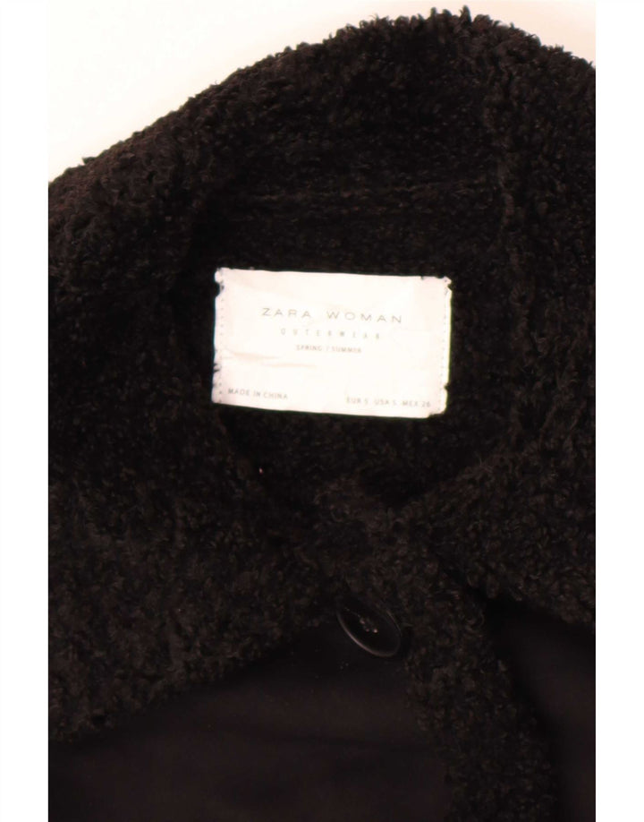 Женское пальто из шерпы Zara UK 10, маленькое черное