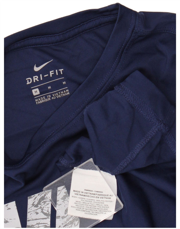Топ с рисунком Nike Dri Fit для мальчиков, длинный рукав, 10–11 лет, средний темно-синий