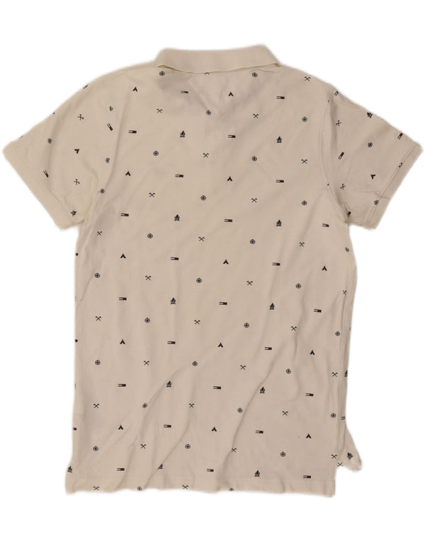 TOMMY HILFIGER Мужская рубашка-поло приталенного кроя с графическим рисунком, средний цвет, белый хлопок