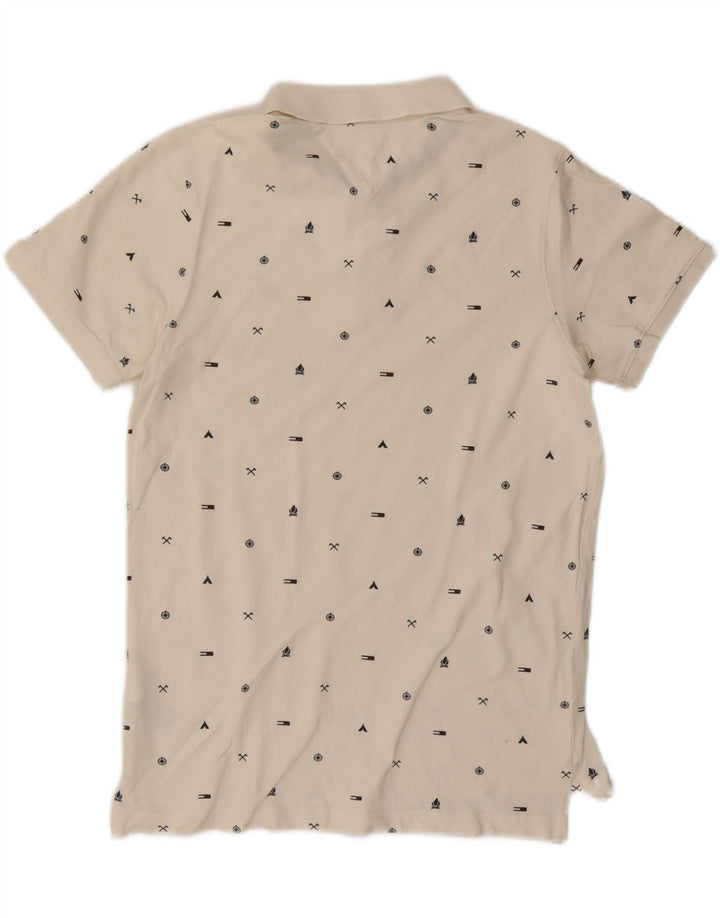 TOMMY HILFIGER Мужская рубашка-поло приталенного кроя с графическим рисунком, средний цвет, белый хлопок