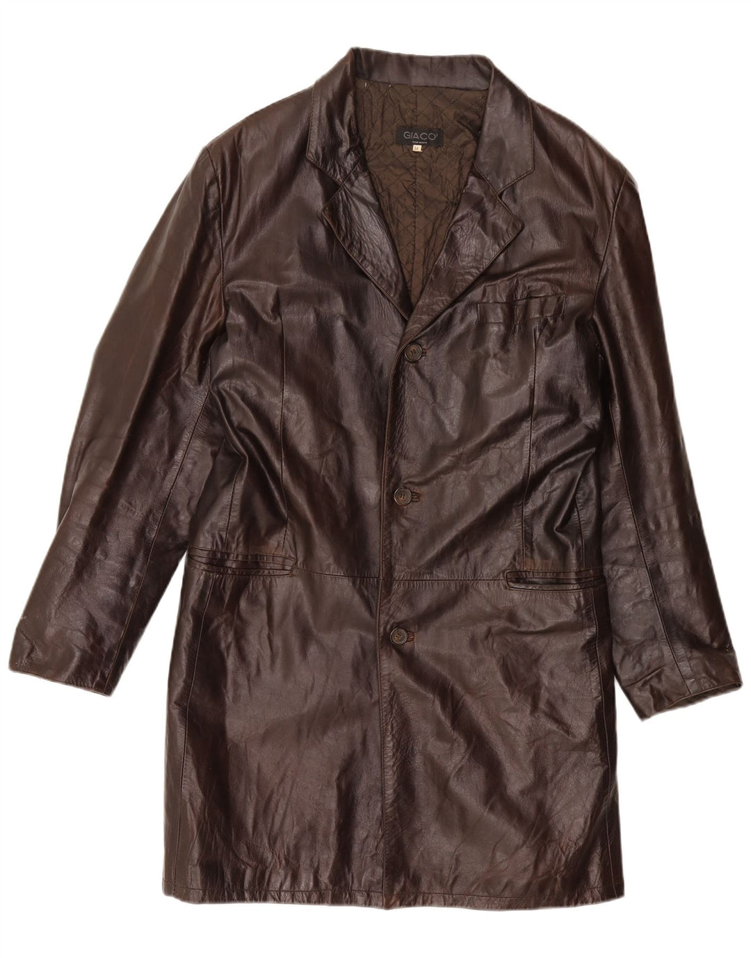 Мужское кожаное пальто VINTAGE IT 54 2XL Коричневое кожаное