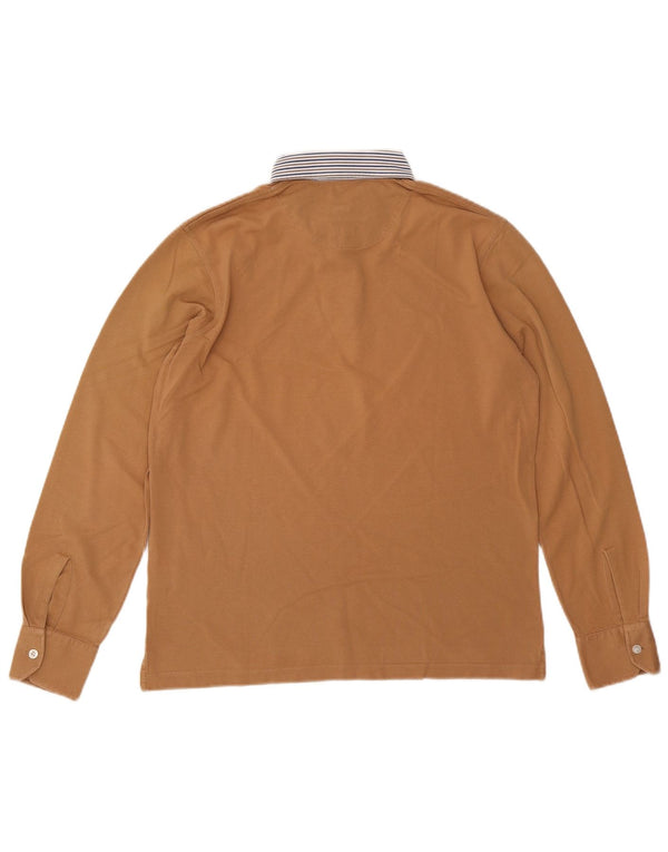 HARMONT & BLAINE Мужская рубашка-поло в стиле регби с длинным рукавом, средний цвет, бежевый хлопок