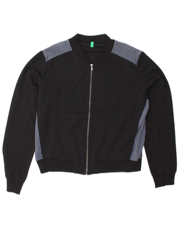 Женский укороченный спортивный костюм BENETTON, верхняя куртка UK 16, большой черный цвет с цветными блоками