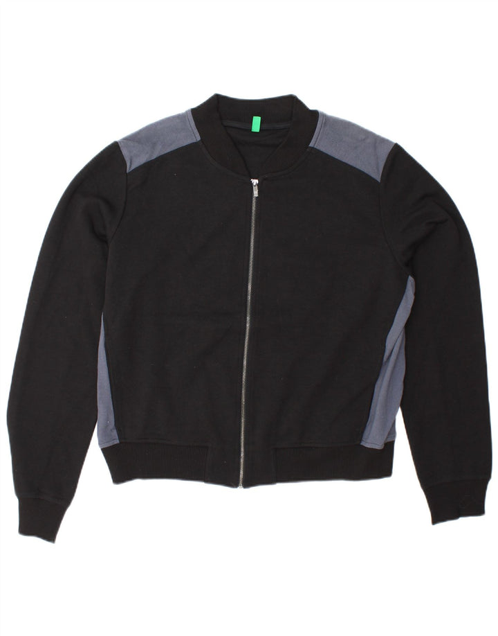 Женский укороченный спортивный костюм BENETTON, верхняя куртка UK 16, большой черный цвет с цветными блоками