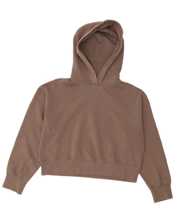 Женский укороченный джемпер свободного кроя с капюшоном Zara UK 14, средний коричневый цвет