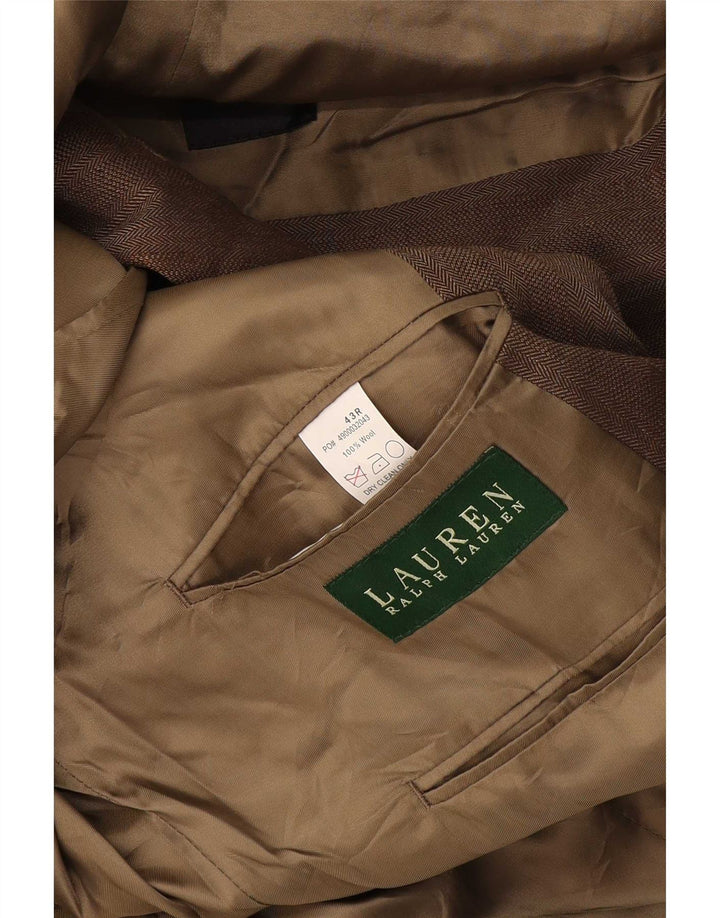 Мужской пиджак на двух пуговицах Ralph Lauren, Великобритания, 43, большой, бежевый, с узором «в ёлочку», из шерсти