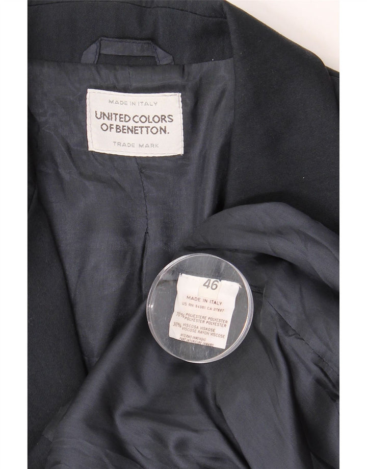 BENETTON Женский пиджак на 2 пуговицах IT 46 Большой Темно-Синий Полиэстер