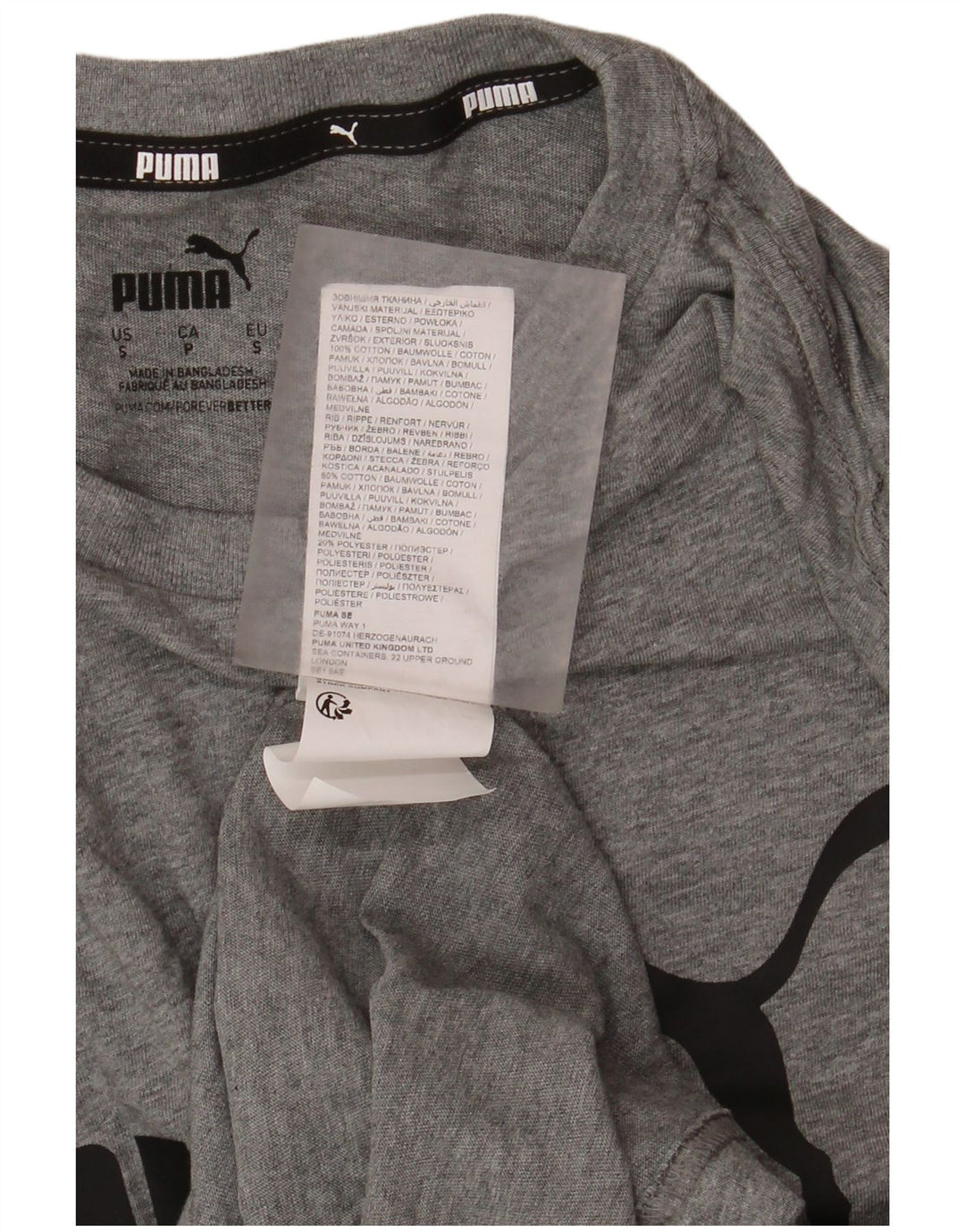 Мужская футболка с рисунком Puma, маленький серый хлопок
