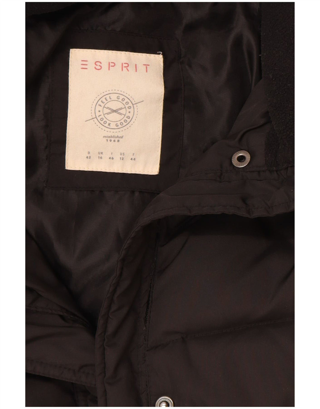 Женское стеганое пальто Esprit UK 16, большой черный полиэстер