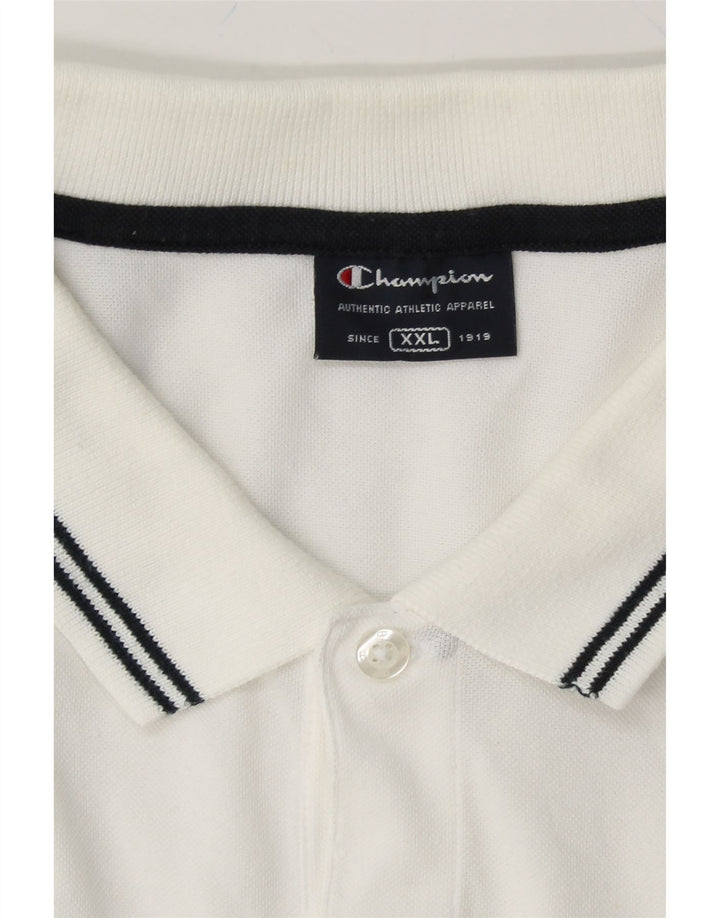 CHAMPION Mens Polo Shirt 2XL White Vintage Champion and Second-Hand Champion from Messina Hembry 