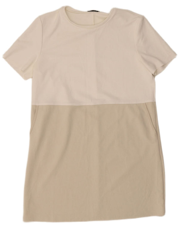 Женское платье-футболка Zara UK 18 XL, белое с цветными блоками