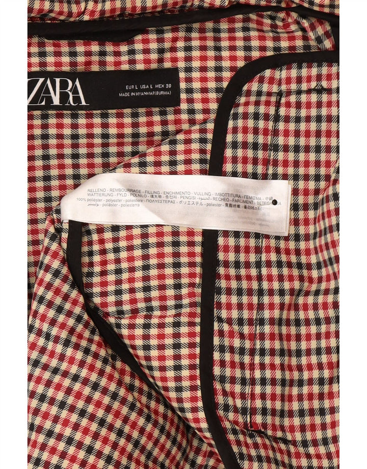 Женская стеганая куртка Zara UK 16, большая черная зимняя из полиэстера