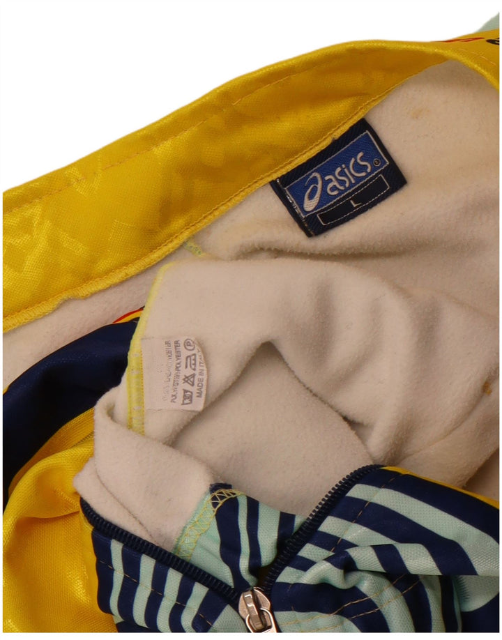 Мужская спортивная куртка с графическим рисунком Asics, большая желтая полиэстер с цветными блоками