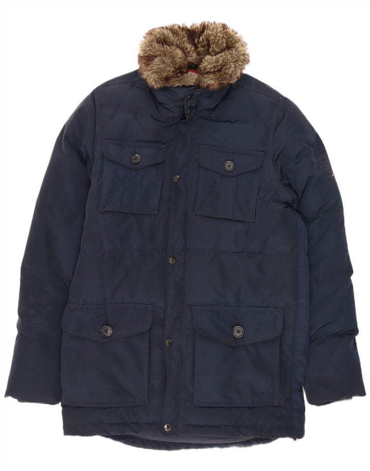 Мужское стеганое пальто Tommy Hilfiger UK 36, маленький темно-синий, полиэстер