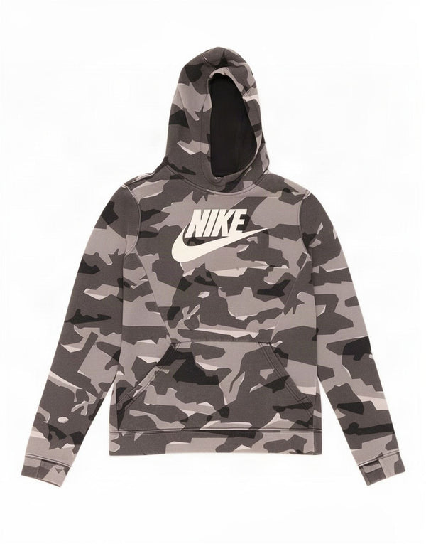 Джемпер с капюшоном Nike для мальчиков 13–14 лет, серый камуфляжный хлопок, размер XL