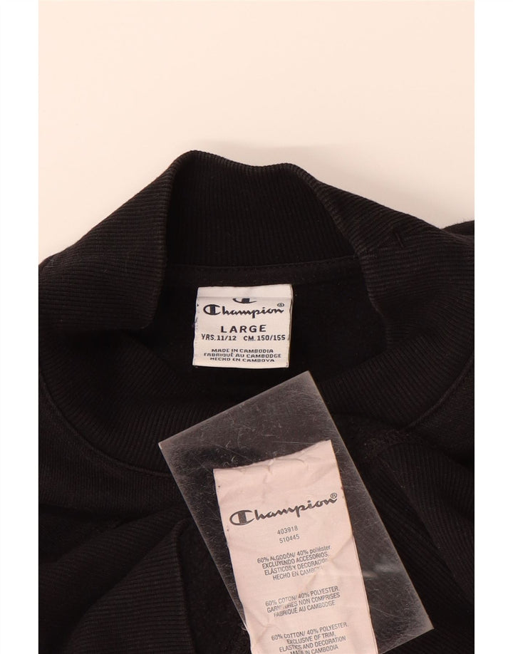 Свитшот с рисунком CHAMPION для девочек, 11–12 лет, большой размер, черный хлопок, хлопок