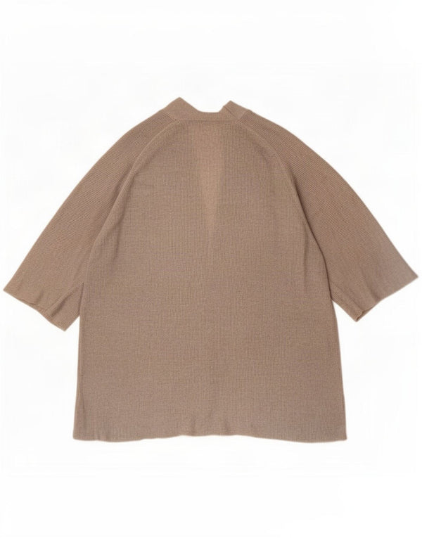 Женский свитер-кардиган с короткими рукавами Massimo Dutti UK 14, средний коричневый