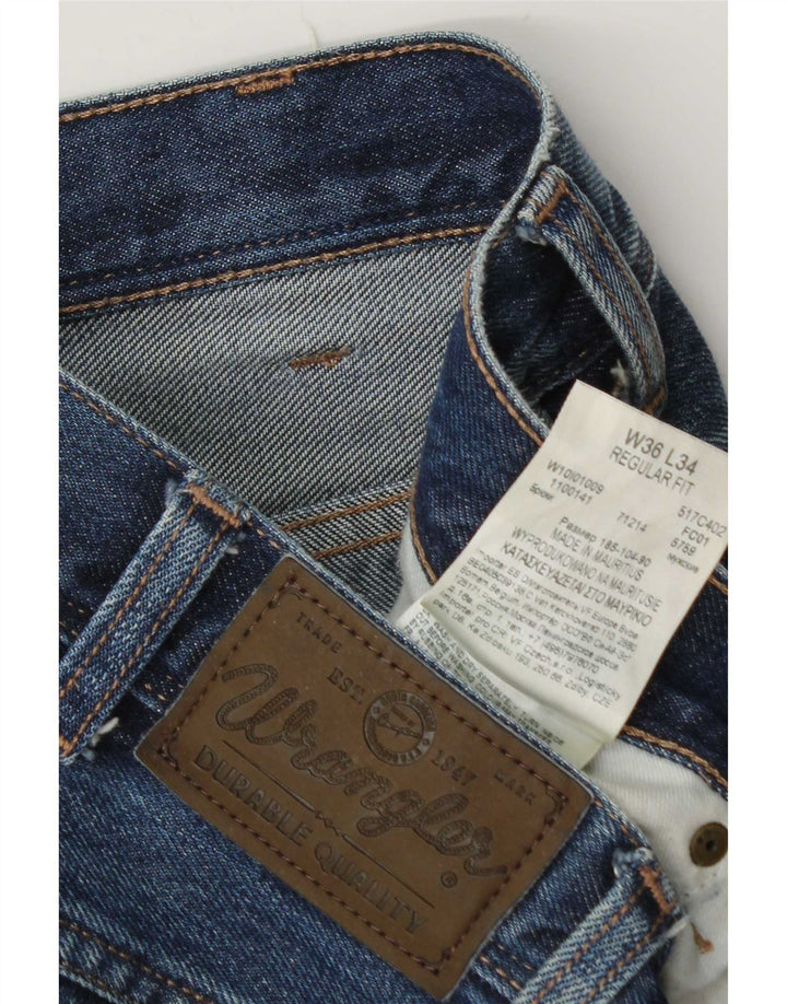 Мужские прямые джинсы Wrangler стандартного кроя W36 L34, синие, хлопок