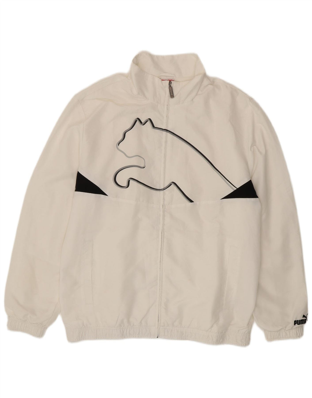 Puma Женский спортивный костюм с графическим рисунком, верхняя куртка, большой белый полиэстер с цветными блоками