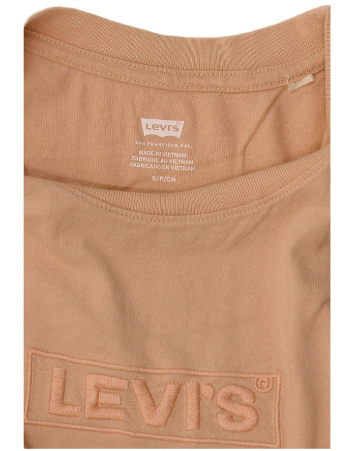 Женская футболка оверсайз с рисунком Levi's Top UK 10, маленькая, бежевая