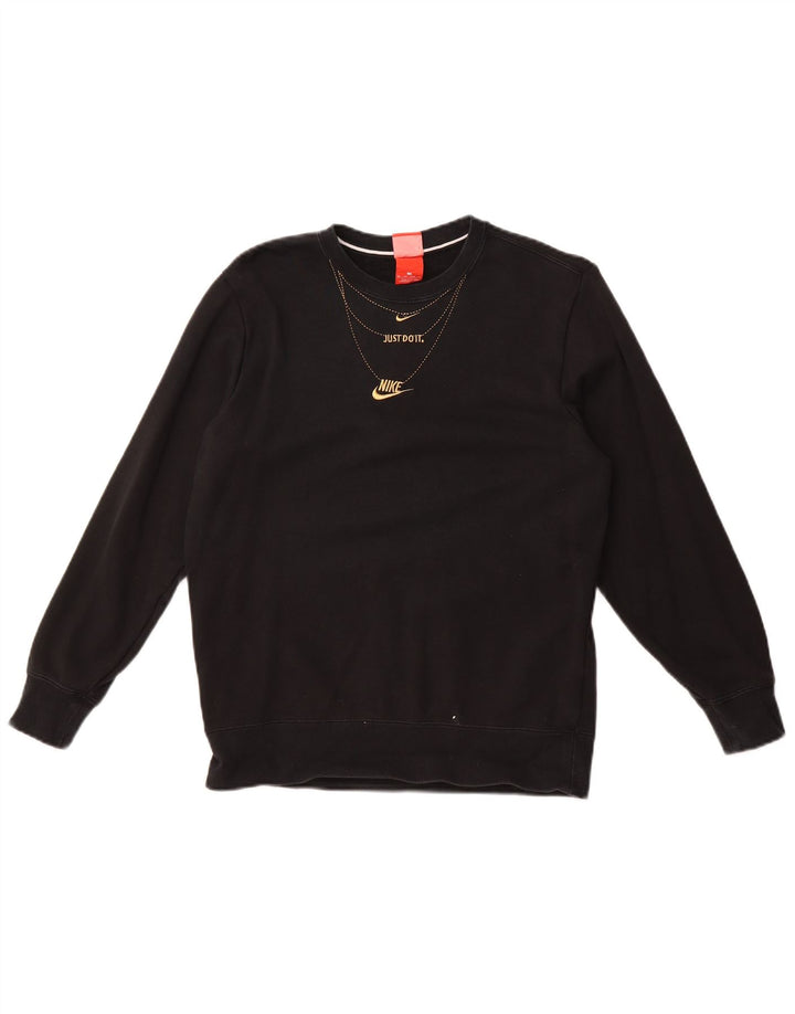 Женский свитер большого размера с рисунком NIKE UK 6 XS, черный хлопок