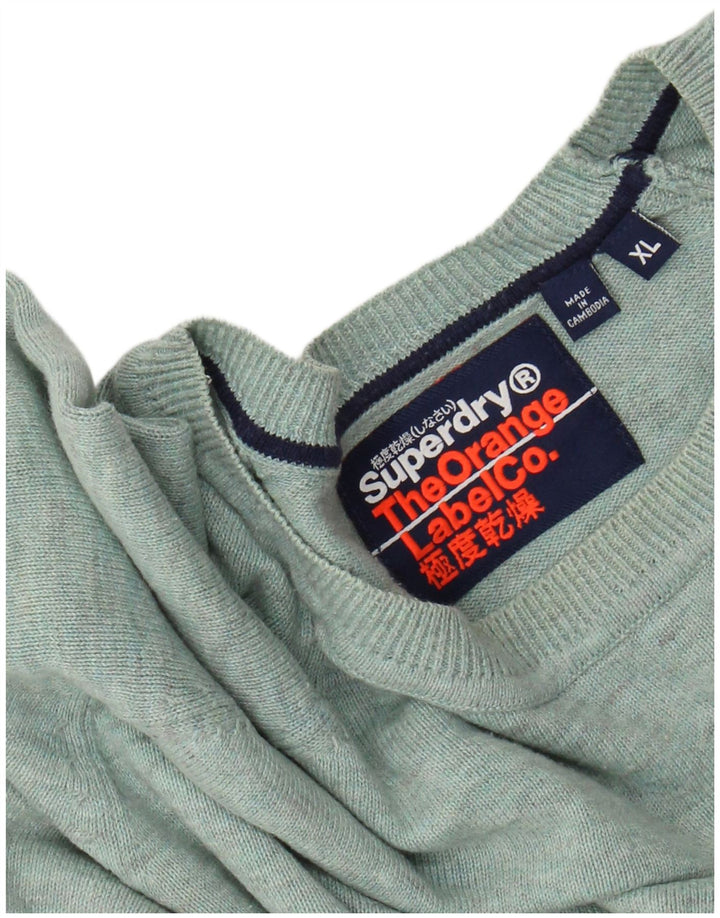 SUPERDRY Мужской свитер с круглым вырезом XL Зеленый в крапинку